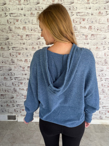 Oh So Soft Cropped Hoodie in Blue