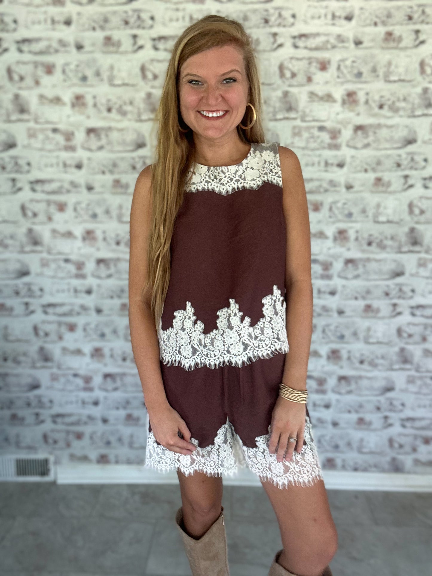 Espresso and Lace Set Shorts