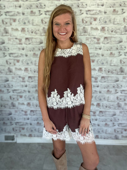 Espresso and Lace Set Shorts