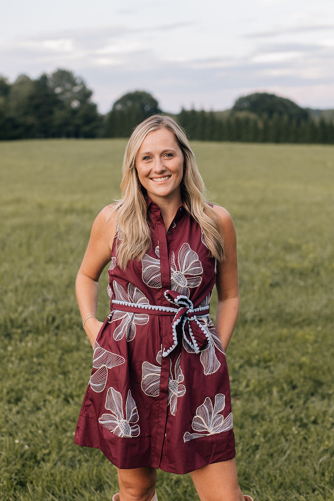 Prescott Embroidered Belted Dress