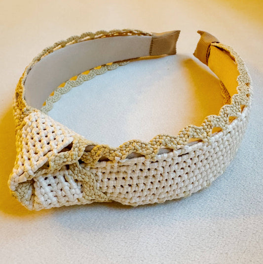 Summer Breeze Crochet Edge Headband: White